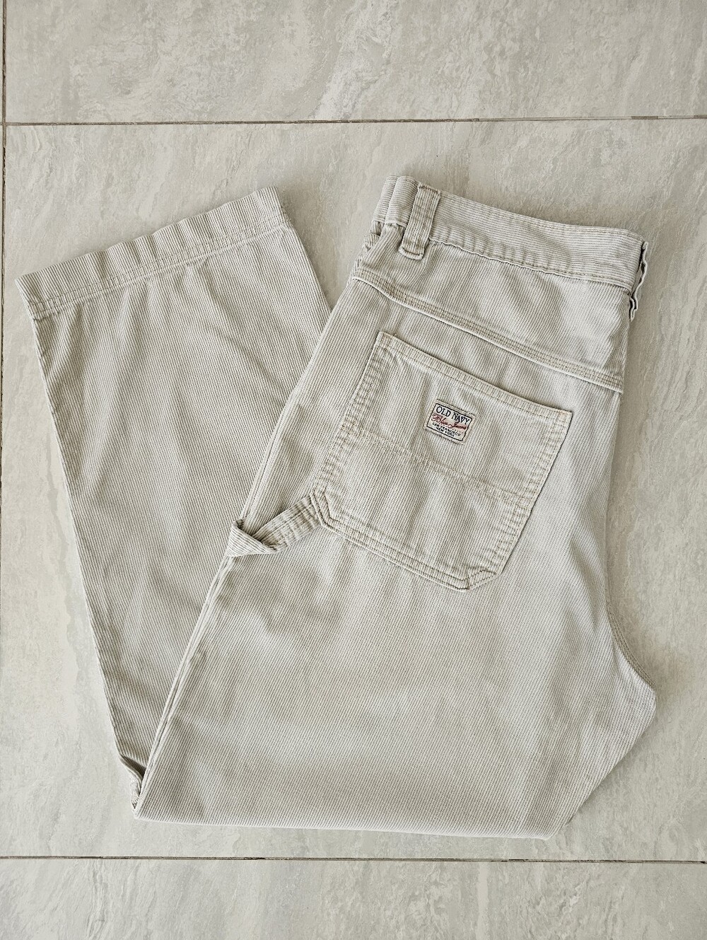 VINTAGE Old Navy cream corduroy relaxed fit carpenter pants Y2K